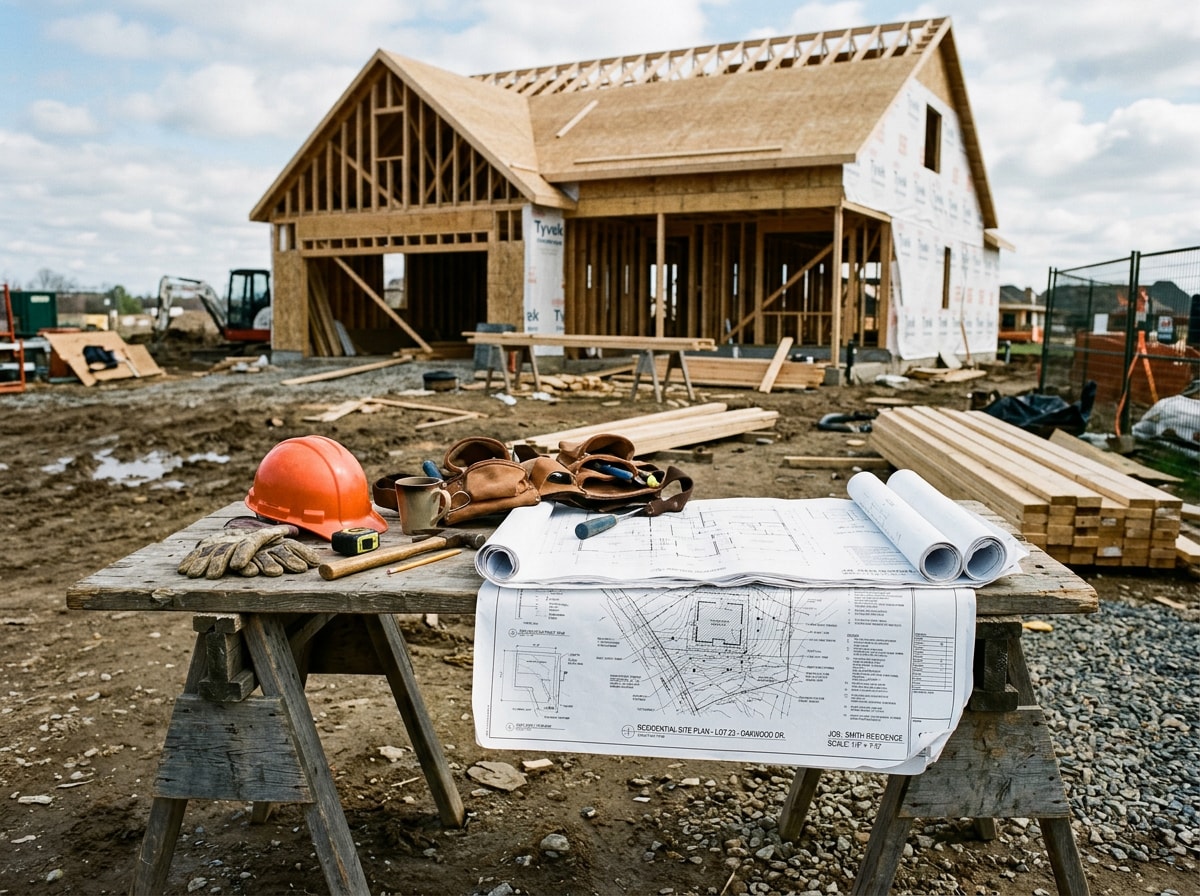 Bobby Eastland Jr. and Bryan Eastland reviewing a home construction site plan, Mt. Juliet TN