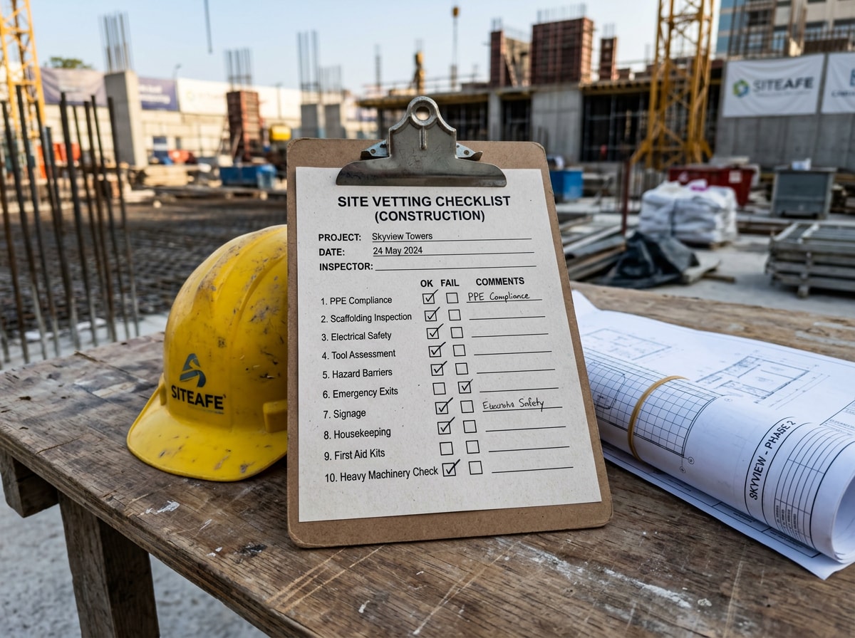Simple checklist graphic for screening and vetting construction project manager candidates