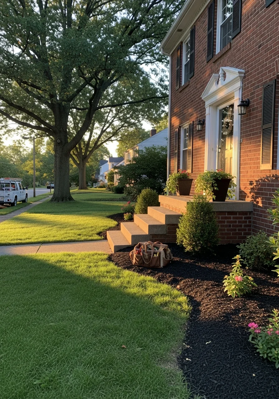 Massillon service technician in professional attire at a residential property entrance.