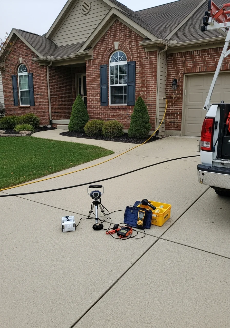 New Philadelphia service professional in work attire at a residential property entrance with confident posture.